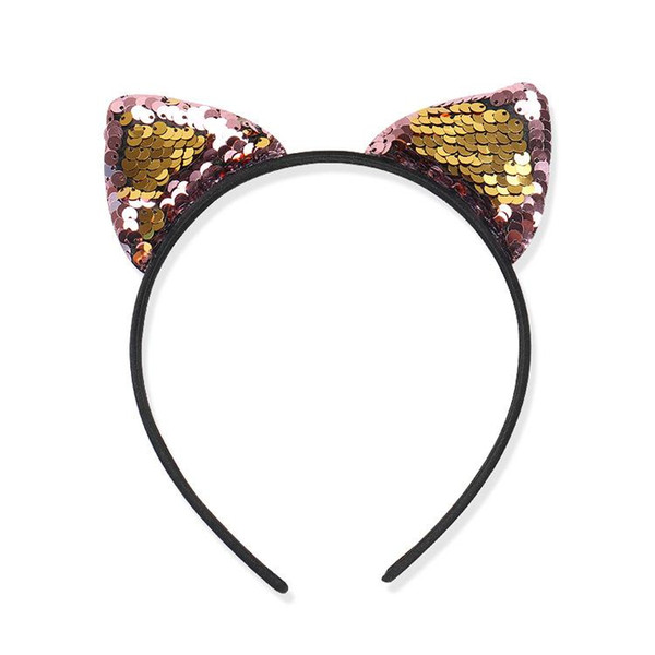 Cartoon Hair Accessories Flip sequin cloth cat ears headband Children's holiday cat ear headband head buckle