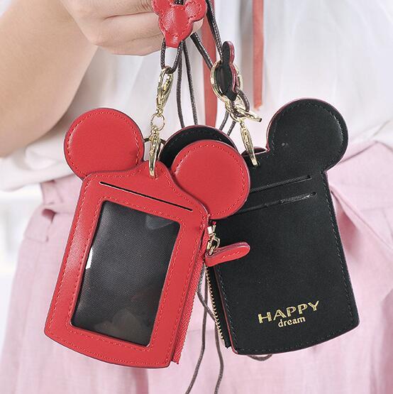 ID Badge Holder With Lanyard Office Cartoon Ear Letter Happy Dream Lanyard Neck Strap Card Holder Name Credit Card Purse