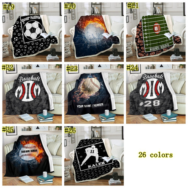 S/L Baseball Football Blanket Cartoon Print Winter Warm Swaddling Home Adult kids Air Conditioning Blankets Carpet Mat Shawl MMA1656 1pc