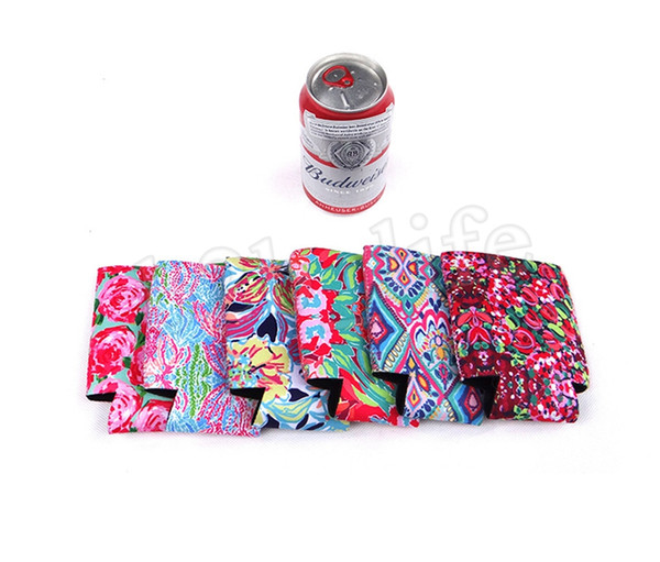 Lily Beer Cups Sleeve Neoprene Cups Cover Case Floral Flowers Cup Holder Colorful Printed Beverage Coolers Cooler Can Bar Tools MMA1689