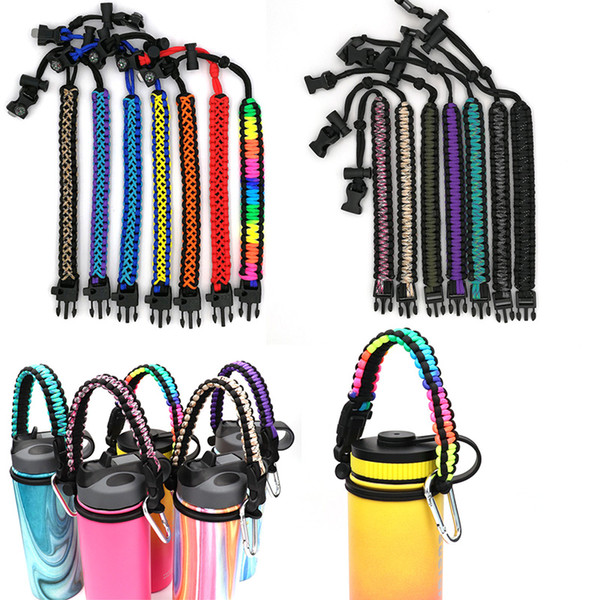 14 Colorful Braided Paracord handle Carrier Rope Holder Strap Cord Vacuum Flask Water Bottle Wide Mouth 18oz 32oz 40oz 64oz Drinkware AA1934