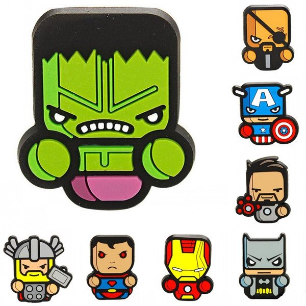Cartoon The Avengers Brooch Captain America Hulk Icon Man Superman Silicone Brooches Pins Children Toys Chirstmas Gifts