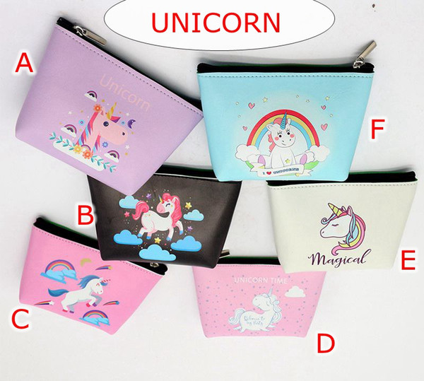 INS NEW Women GirlS Zipper Unicorn Coin Purses pu Mini Change Wallet Money Coin Bag Kid Multi-function Kawaii Animal Makeup Case WALLETS