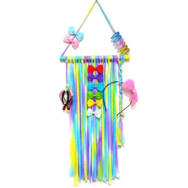 Women Girls Rainbow Color Hair Ribbons Hairbow Hairclips Holder Hairpins Hairband Barrettes Organizer Headwear Accessories