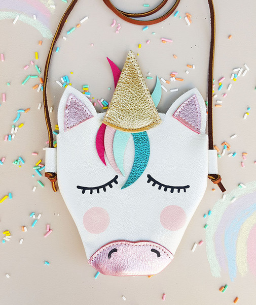 Baby Girls Unicorn Messenger Bag Pu Leather Cartoon Cute Cross Body Kids Mini Shoulder Bag Boutique New