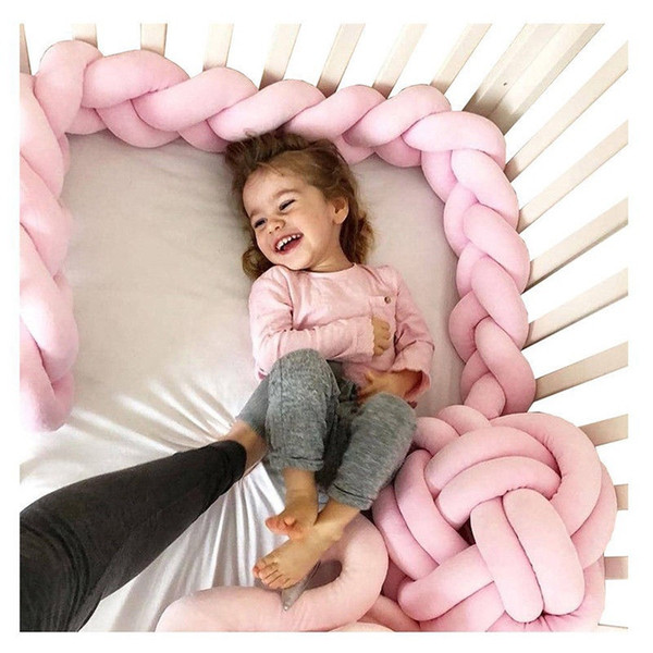 1M/2M/3M Length Newborn Baby Bed Bumper Pure Weaving Plush Knot Crib Bumper Kids Bed Baby Cot Protector Baby Room Decor
