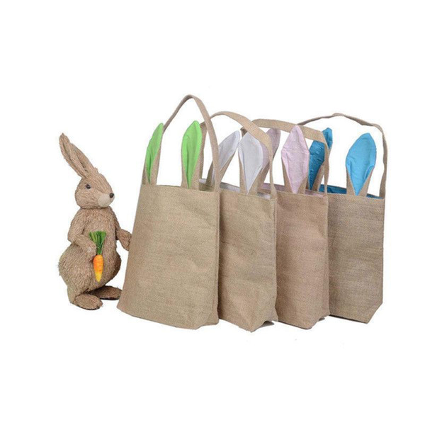 Burlap Easter Basket with Bunny Ears 19 Colors Bunny Ears Basket Cute Easter Gift Bag Rabbit Ears Put Easter Eggs