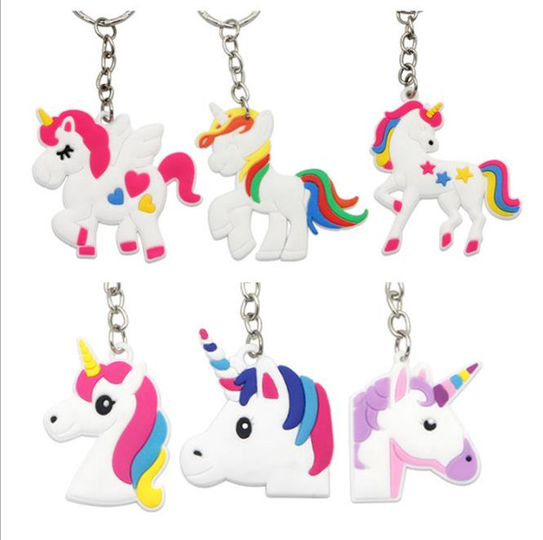 PVC soft rubber unicorn keychain Creative cartoon keychain other key accessories