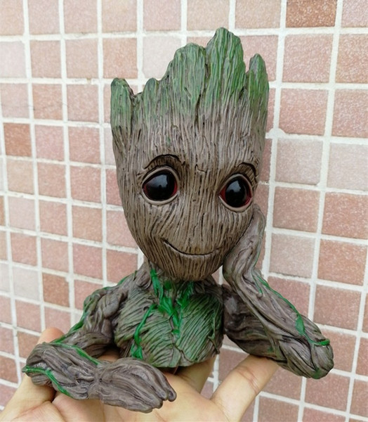 10pcs DHL New Fashion Guardians of The Galaxy Flowerpot Baby Groot Action Figures Cute Model Toy Pen Pot Best Christmas Gifts For Kids