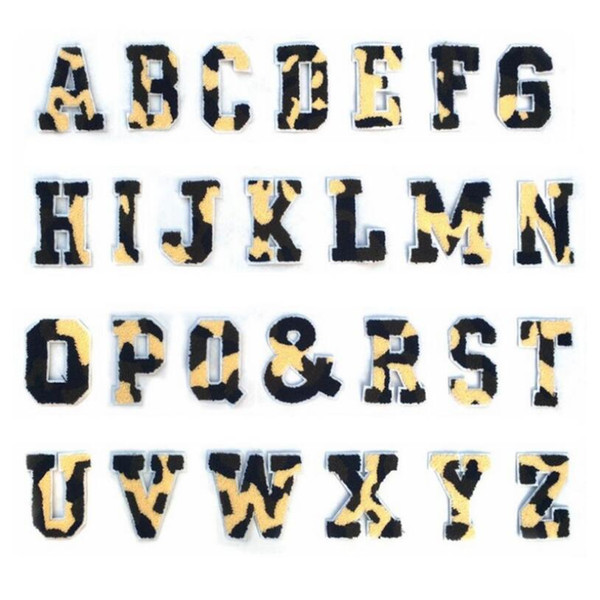 10pcs/lot Tower Paste Alphabet Letters Camouflage DIY Patch with Embroidery Cloth Paste Accessories Applique Badge Accessories Need to Sew