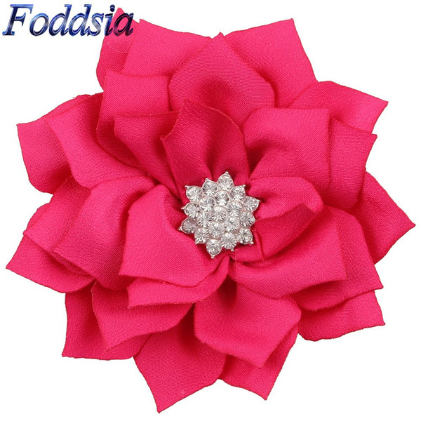 Foddsia 1PCS Lotus Girls Hair Clip Satin Diamonds bobby pins Kids Hair clips Girls Hair Flower Accessories CH132