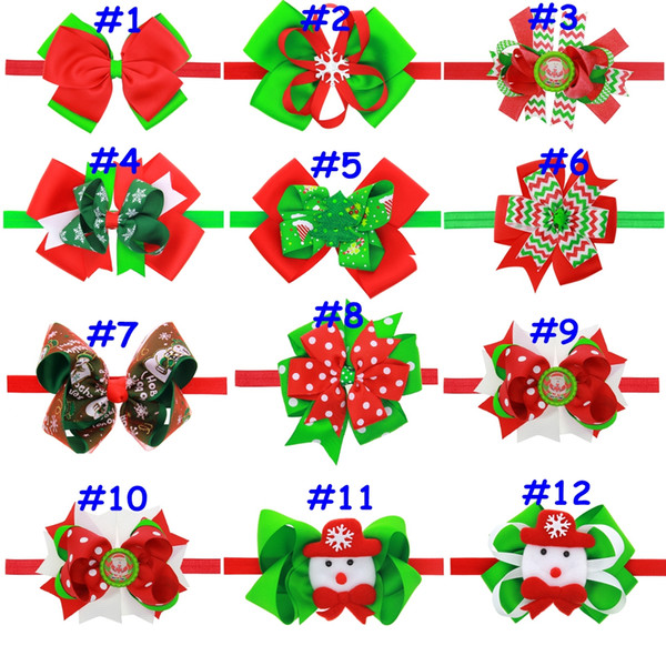 12styles Children Christmas tree headdress Snowman Santa Claus Snowflake print hairband baby hair accessories holiday gifts headwear