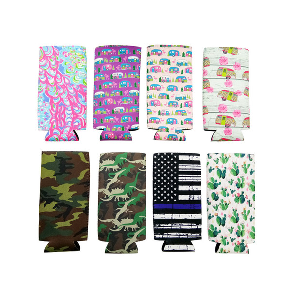 330ml Lily Elongated Cups Sleeve Neoprene Cans Cups Cover Sunflower Floral Pattern Cup Holder Colorful Printed Beverage Coolers CoolerA42701