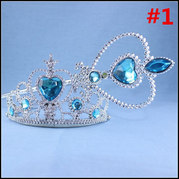 Prettybaby Girls Frozen Tiara and magic wand 2 pcs set suits 9 colors baby girl frozen plastic hairbands kids Hair Accessories Pt0034#