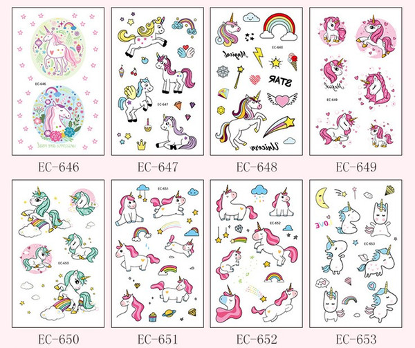 Novelty Funny Cartoon Unicorn Stickers For Kids Cute Body Art Waterproof Halloween Fake Children's horse Sticker Kids Gift