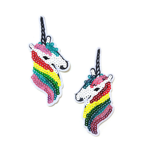 flash sequin ~ Unicorn fantasy horse greek pegasus 70s retro applique iron on patch 50 p/l