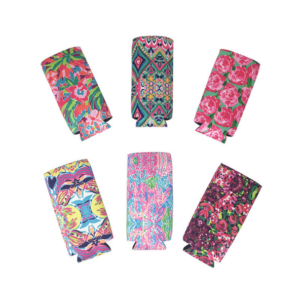 330ml Elongated Lily Cup Sleeve Neoprene Cans Cups Cover Sunflower Floral Pattern Cup Holder Colorful Printed Beverage Coolers Cooler A42701