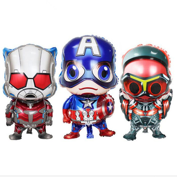 Small Kids Birthday Party Decoration Idea 4 Avengers Mylar Balloons Toy Hunting Super Hero Captain America Superman Cartoon Balloons A51003