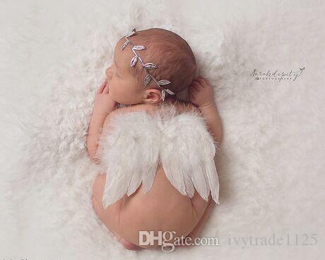 Unique infant photography Angel Wings Set Feather Butterfly Wings + Leaf headband sets baby newborn Photography Props Girls Accessories