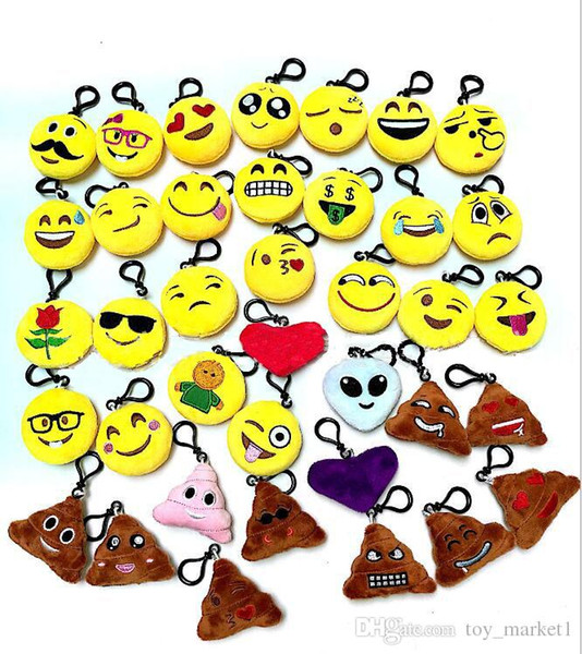 cotton QQ emoji plush pendant Key Chains Emoji Smiley Small pendant Emotion QQ Expression Stuffed Plush doll toys