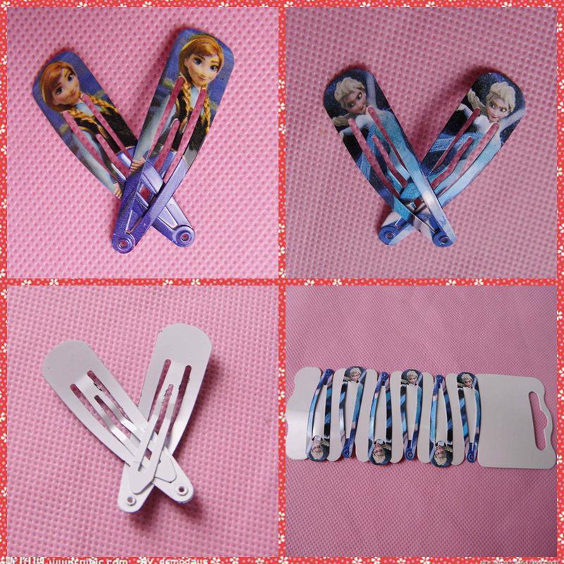 Hot Sale 2016 Children Accessories Frozen Cartoon Princess Hair Clip Accessory Metal Clamp Painting Pattern Kids Child Hair Clamp girls clip
