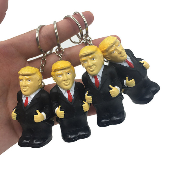 Donald Trump 2020 Squeeze Keychain Crowded Stress Ball Car Keyrings Creative Funny Decompression Key Chain Cartoon Toys LJJA3789-4Q