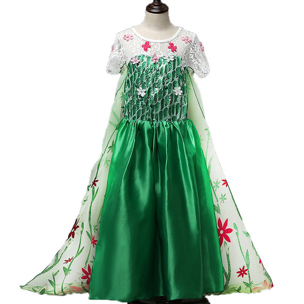 Costume Fever Inspired Green Maxi Split Dress Flower Princes dress Long floor Cosplay Costume Flower Christmas attire