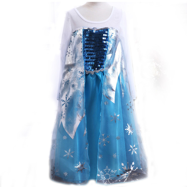 Girls Princess Gown Kids Sequins Mesh Princess Dress Snow Queen Cosplay Costume Kids Designer Clothes Girls Party Perform Zipper Dress 06