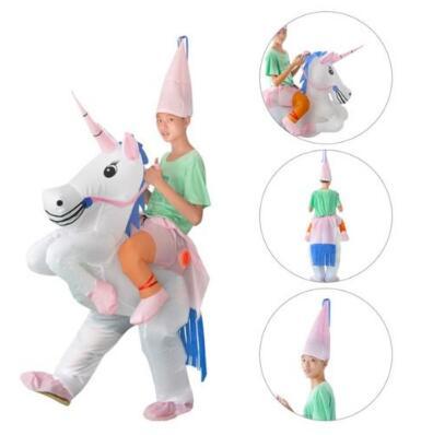 Inflatable Unicorn Costume Blow Up Suit Birthday Dress Cosplay Outfit Adult Kids Party Unicorn Costume Party Supplies CCA10490 3pcs