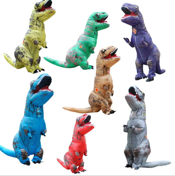 Kids T-REX Inflatable Costume Christmas Cosplay Dinosaur Animal Jumpsuit Halloween Costume for boys girls free shipping