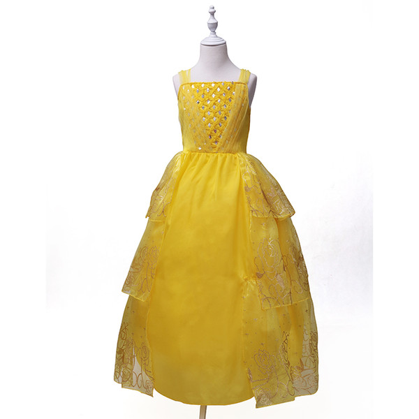 Beauty and the Beast Belle cosplay costume kids princess Belle dress Flowers girls Children party dress Children Clothing