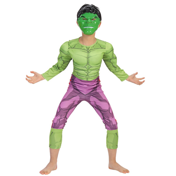 Hot Sale New arrival The Avengers Hulk Cosplay Clothes Cotsume Siamese Clothes For Kids HalloweenDance Party Cartoon Clothing