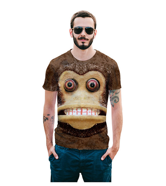 2018 Summer Monkey Short Sleeve Men T-shirt Creative 3D Digital Printed Cartoon Clothing Fashionable Best Price