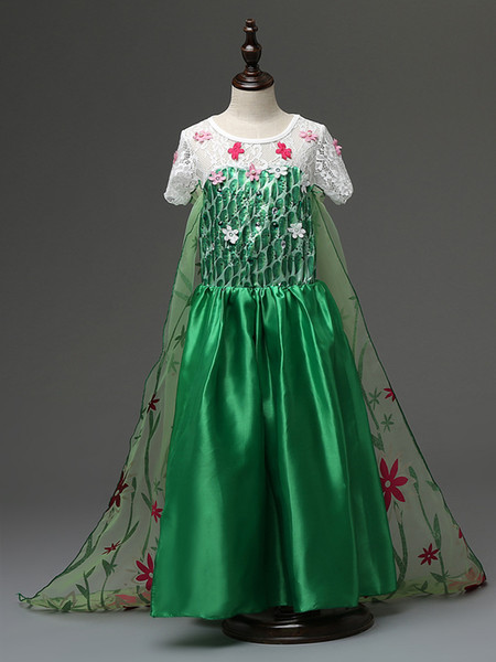 Costume Fever Inspired Green Maxi Split Dress Flower Princes dress Long floor Cosplay Costume Flower