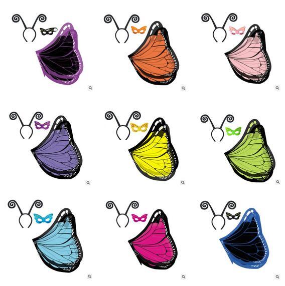Cloak Cosplay 120*70cm Party Mask Hairband Girls Butterfly Wings Children's Day Costume Wings Photography Photo Props Costume Clothes Gift