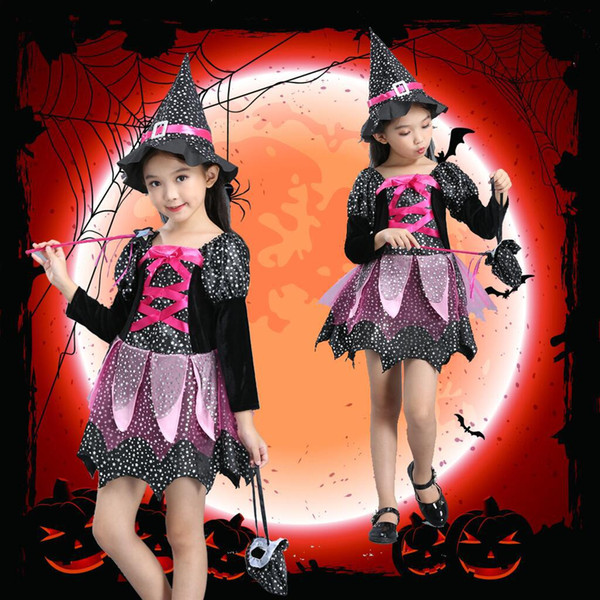 New Halloween Witch cosplay costume Halloween witch girl costumes Halloween children's clothing Fashion Cosplay Sets For Girls V