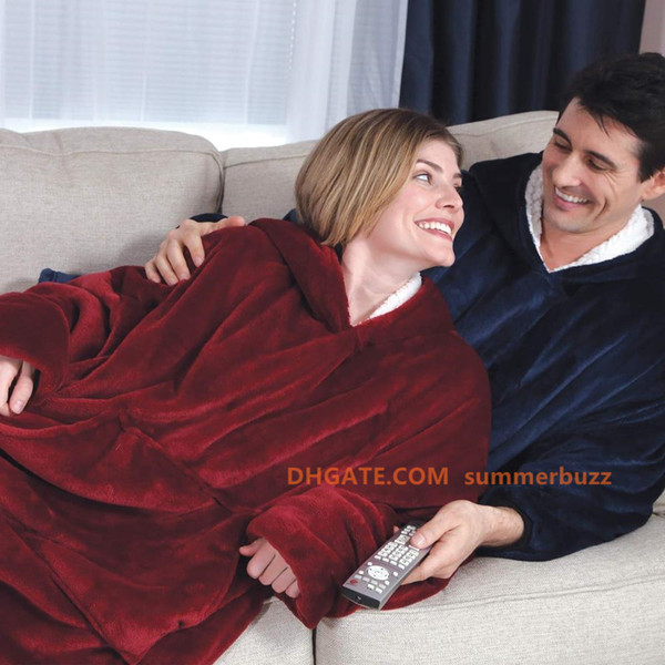 Hot Sale Oversized Sherpa Huggle Hoodie Blanket Giant Large Pocket Wearable Soft Cozy Reversible Hood Sweatshirt Blanket For Adults Children