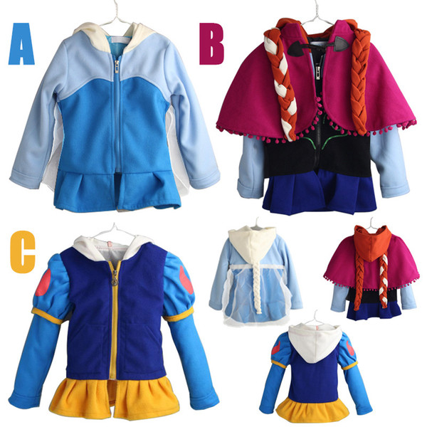 Winter Girl Wool Coat with Hood Snow White Princess Costume Girl Frozen Jacket Hoodies Thicken Hoodie Coat Outerwear Jacket