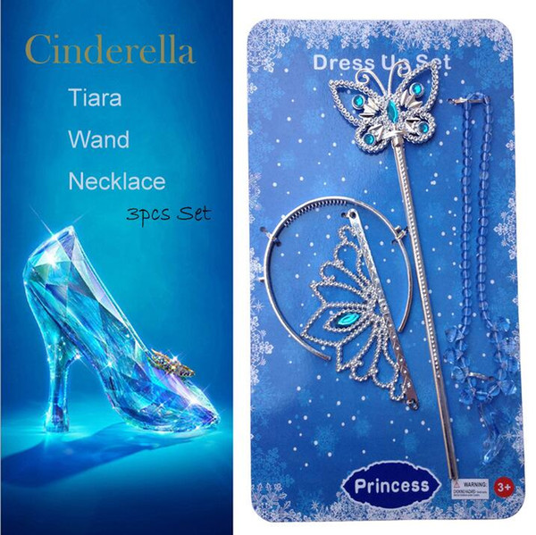 princess Hairband Kids Crown Headband for Party DIY Hair Accessories Magic wand Hair Clasp Cosplay Crown magic wand necklace three-piece