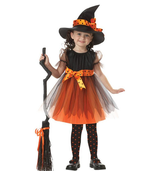 Halloween party costume children's princess Performance clothing cosplay dress up props Halloween child witch girl dress suit Set Magic gown