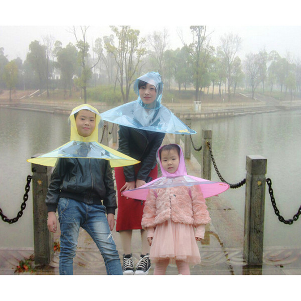 Creative Raincoat Umbrella Headwear Hat Cap Outdoor Fishing Golf Child Adult Rain Coat Cover Transparent Umbrellas Size S/M/L