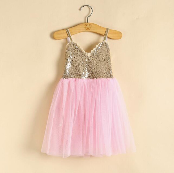 New Summer Girl Dress Front Back Both Sequins Gauze Ballet TUTU Dress Performance Dress 2-7Y