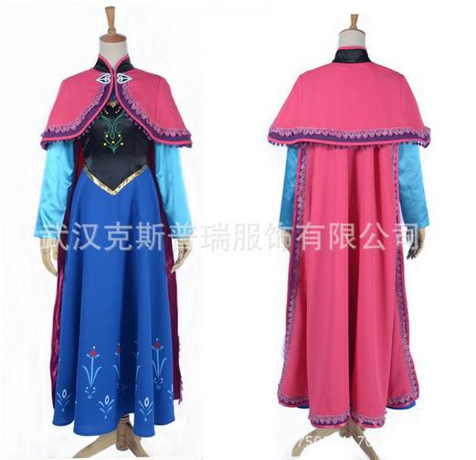 Frozen Adult Snow Queen Anna Outfit Coronation Dress Cosplay Costume Princess Frozen Cosplay Set Adult Fancy Dress free shipping