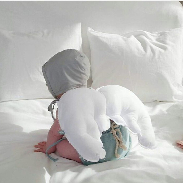 Lovely White Pure Cotton Angel Wings Pillow for Baby Cute Kids Wings Pillow Home Bed Decoration