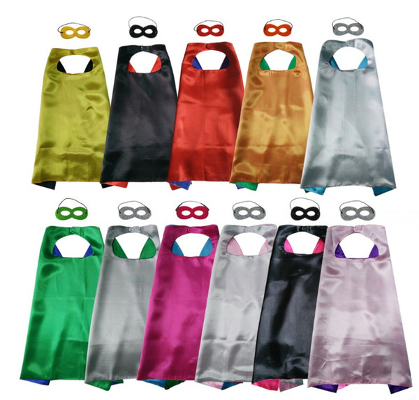 Double layer Cape and Mask with 2 different colors side 70*70cm Capes for Kids Christmas Halloween Cosplay custom clothing 11 colors