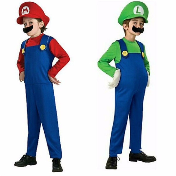 Brothers Fancy Dress Party Baby Mario Bros Cosplay Costume Set Children Halloween Party MARIO & LUIGI Costume For Kids