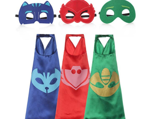 2017 owlette Double layer Children catboy Cape with Mask kids Cosplay Capes Mask for Christmas Halloween Cosplay Prop Costumes B510