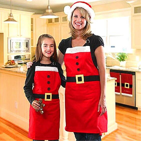 Christmas Decoration Apron Kitchen Aprons Christmas Dinner Party Cartoon Apron Santa Christmas Kitchen Cotton Apron Party Decoration Free Sh