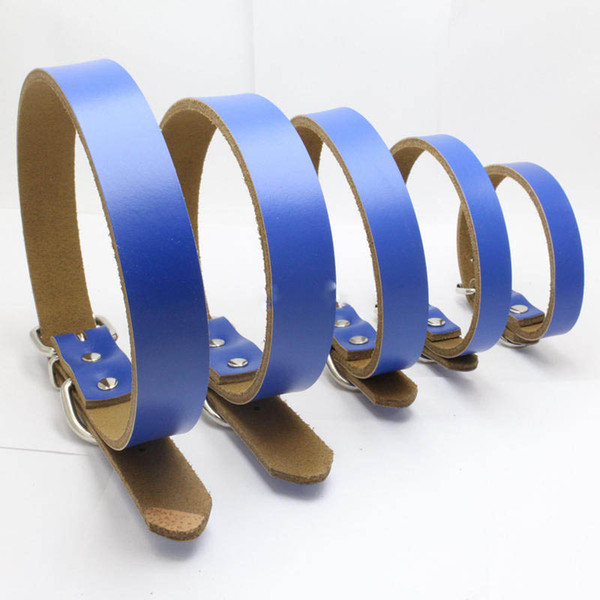 Cat Dog Leather Collar candy color Pet pure cowhide pet neck ring thickened Pet dog chain traction accessories