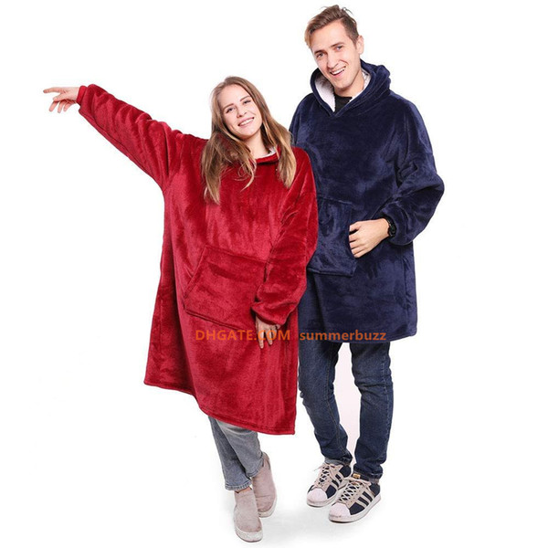 Flannel Sherpa Oversized Huggle Hoodie Sweatshirt Blanket Casual Colorful Warm Coat Clothing Coralline Comfort Blankets Winter Thick Carpet